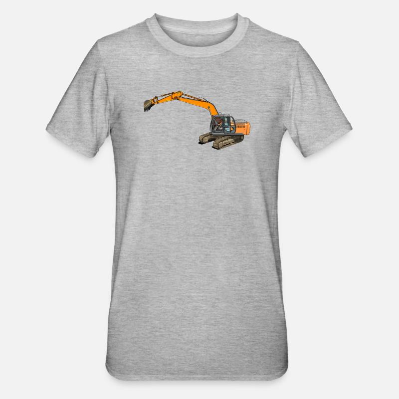Löffelbagger greift ein - Unisex Polycotton T-Shirt - Grau meliert