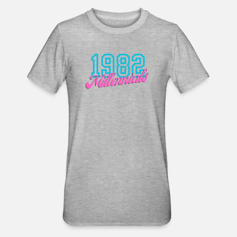 1982 Millennial Retro Numeric Design - T-shirt polycoton Unisexe - gris chiné