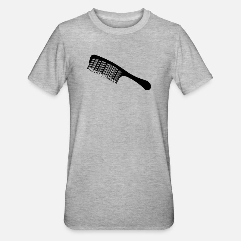 Illustrationskamm mit Barcode - Unisex Polycotton T-Shirt - Grau meliert