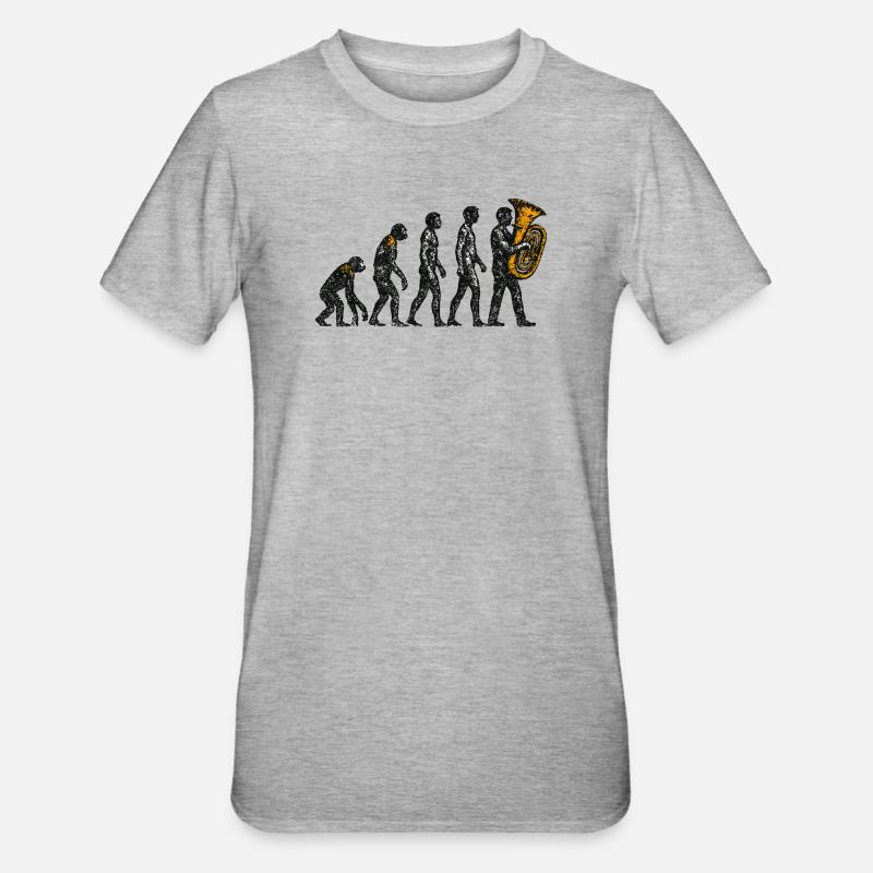 Evolution to Tuba Player Grunge Design - Unisex Polycotton T-Shirt - heather grey