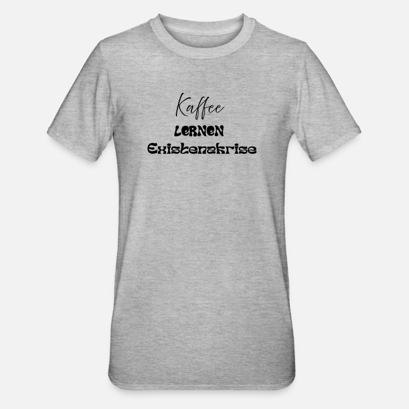 Coffee -> Learning -> Existential Crisis - Unisex Polycotton T-Shirt - heather grey