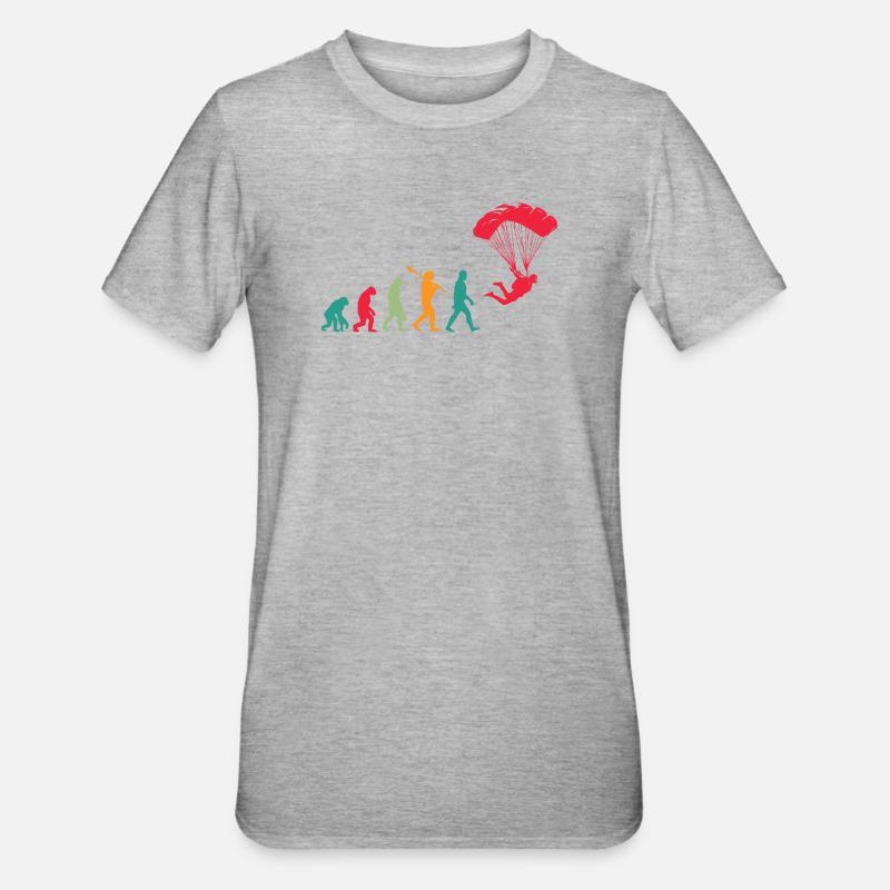 Fallschirm Evolution Fallschirmspringer - Unisex Polycotton T-Shirt - Grau meliert