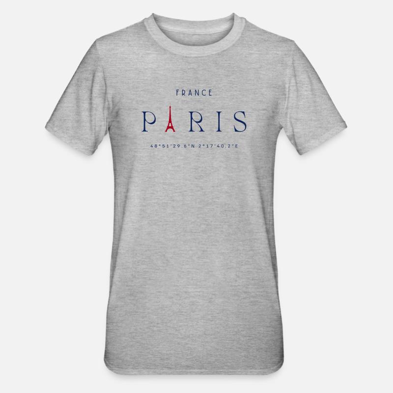 Pariser Blauer Eiffelturm Rot - Unisex Polycotton T-Shirt - Grau meliert