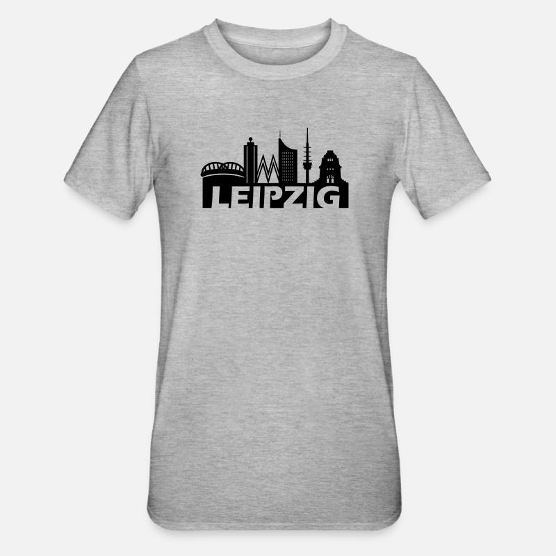 Skyline Leipzig - Unisex Polycotton T-Shirt - Grau meliert