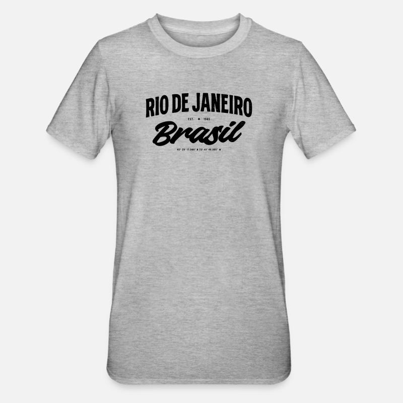 Rio de Janeiro, Brésil Script Banner - T-shirt polycoton Unisexe - gris chiné