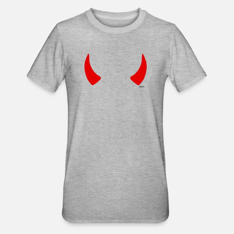 Red Horns - Unisex Polycotton T-Shirt - heather grey