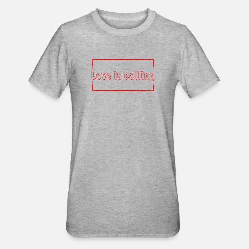 Love is calling in red - Unisex Polycotton T-Shirt - heather grey