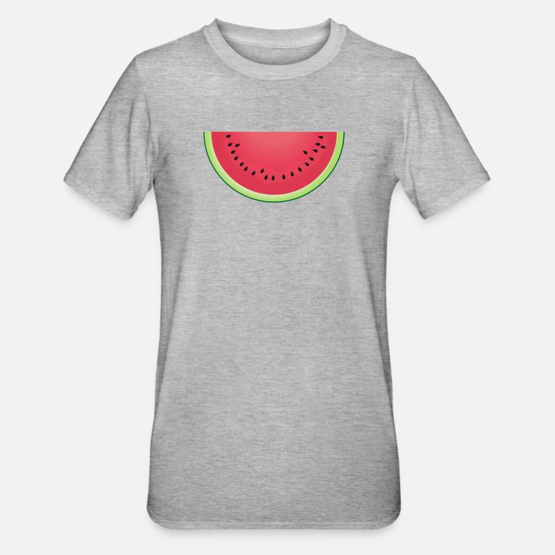 Tranche de pastèque juteuse - T-shirt polycoton Unisexe - gris chiné