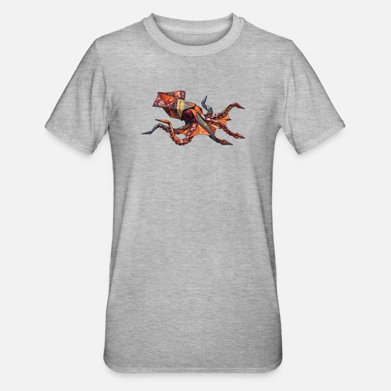 Patchwork de crabe en origami - T-shirt polycoton Unisexe - gris chiné