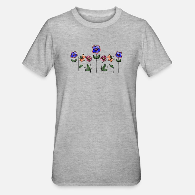 Fleur - T-shirt polycoton Unisexe - gris chiné