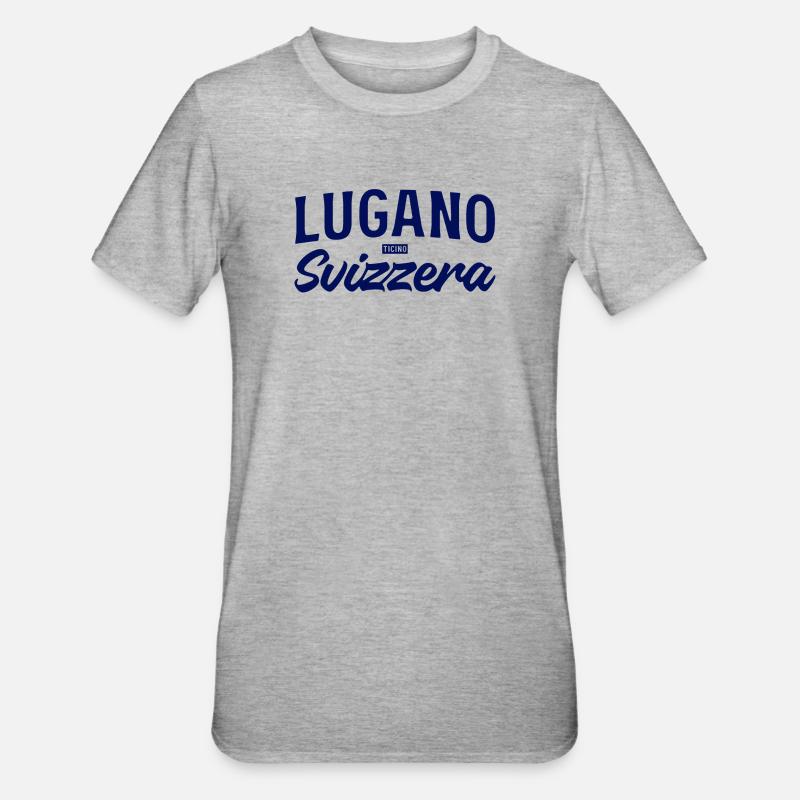 Lugano Svizzera Script Design - T-shirt polycoton Unisexe - gris chiné