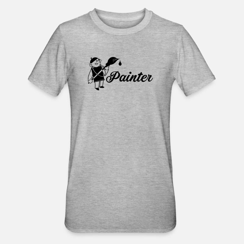 Maler mit Pinsel Text painter - Unisex Polycotton T-Shirt - Grau meliert