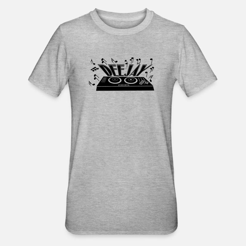 Deejay avec platine et tons - T-shirt polycoton Unisexe - gris chiné