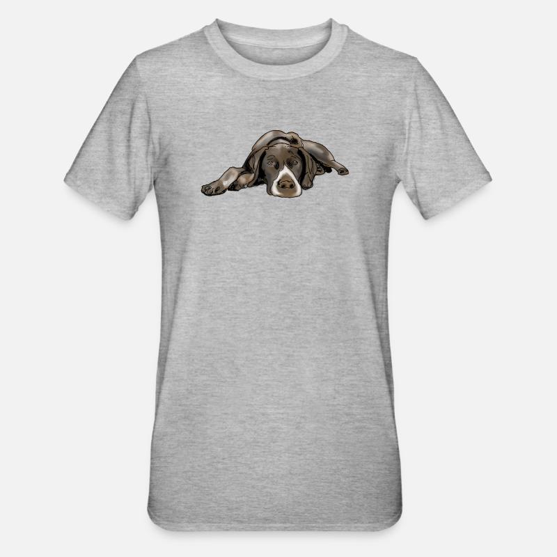 Pointer Deutsch Kurzhaar - Unisex Polycotton T-Shirt - Grau meliert