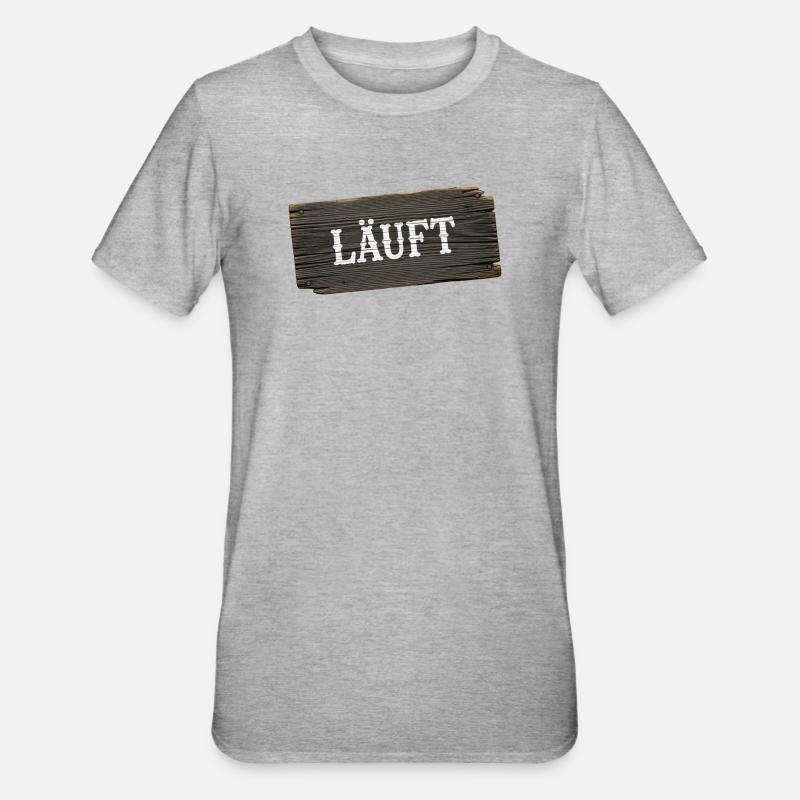 Läuft – minimalistisches Handwerker Statement - Unisex Polycotton T-Shirt - Grau meliert