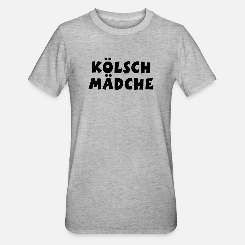 Kölsch Mädche - Ein Mädchen aus Köln - Unisex Polycotton T-Shirt - Grau meliert