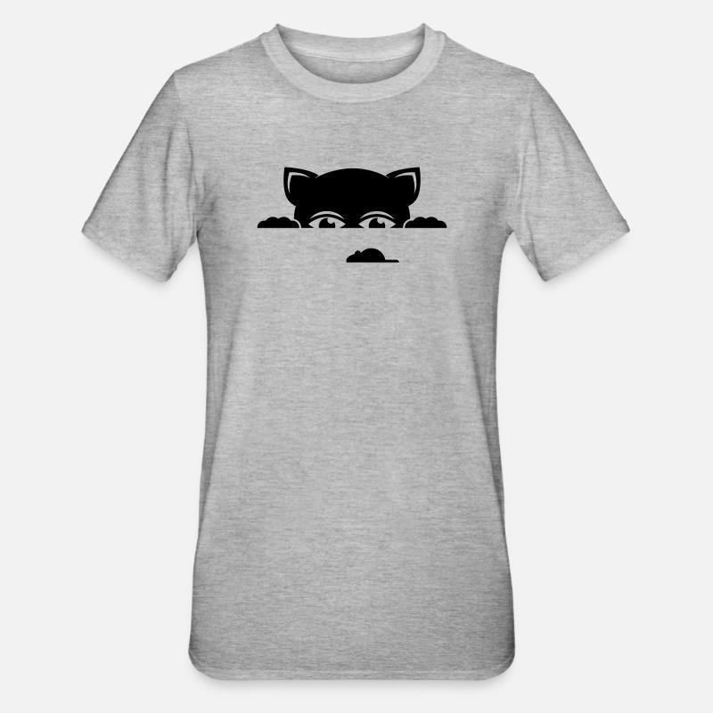 katze - Unisex Polycotton T-Shirt - Grau meliert