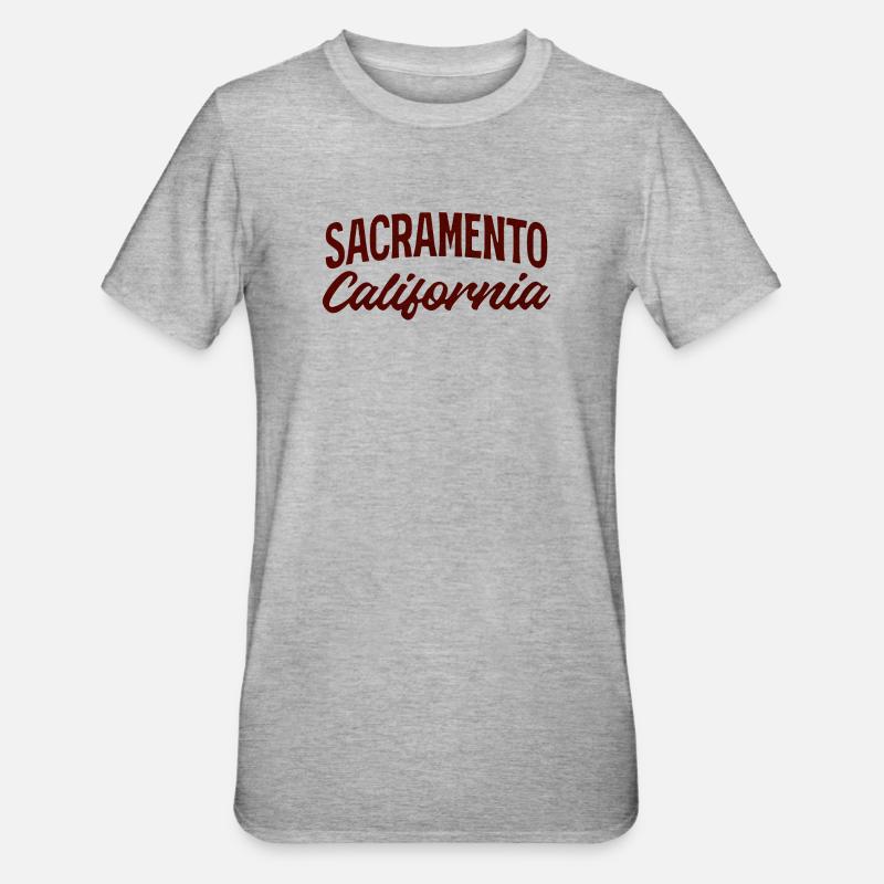 Sacramento Script California Tee - Unisex Polycotton T-Shirt - Grau meliert