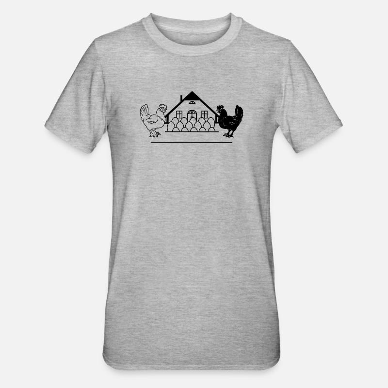 Dunkles und helles Hühnermonogramm-Logo - Unisex Polycotton T-Shirt - Grau meliert
