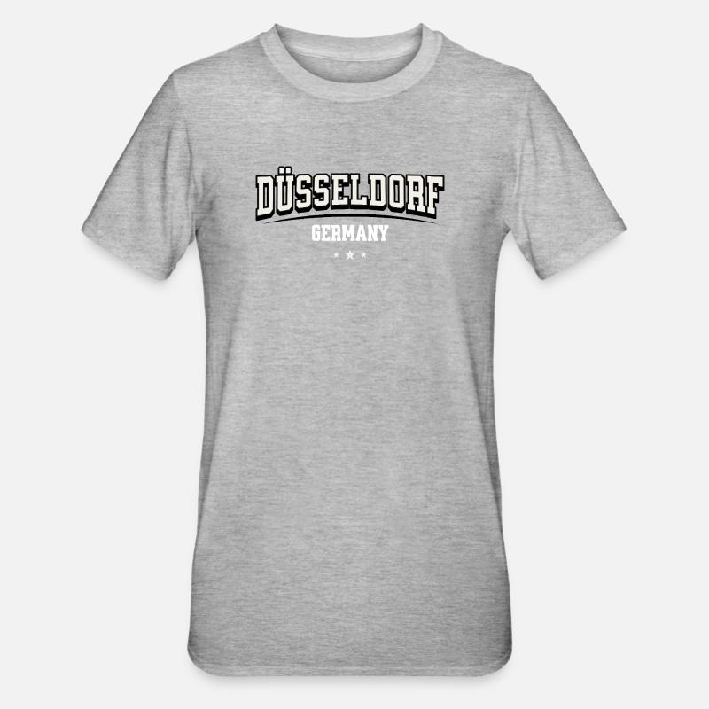 Düsseldorf Germany Blockschrift-Logo - Unisex Polycotton T-Shirt - Grau meliert