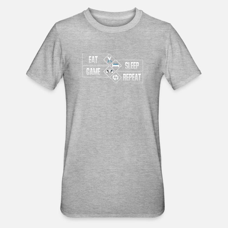 PC Gaming - Eat Sleep Game Repeat - Unisex Polycotton T-Shirt - heather grey