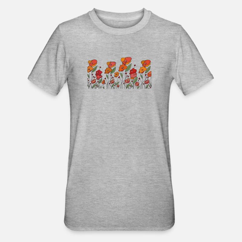 Mohnborte - Unisex Polycotton T-Shirt - Grau meliert