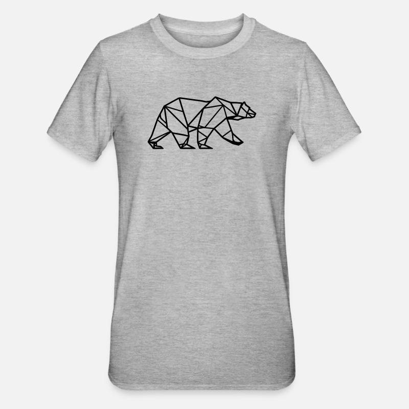 Eisbär Polar Bär Polygon Symbol - Unisex Polycotton T-Shirt - Grau meliert