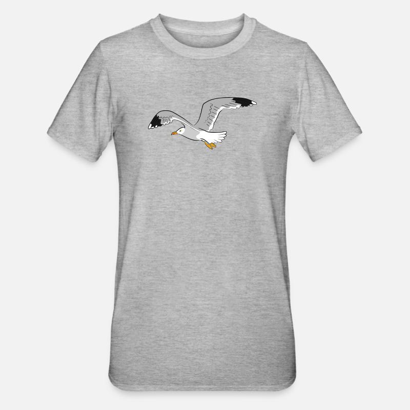 moewe vogel strand - Unisex Polycotton T-Shirt - Grau meliert