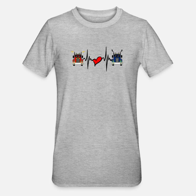 Lkw-Lkw-Herzfrequenz - Unisex Polycotton T-Shirt - Grau meliert