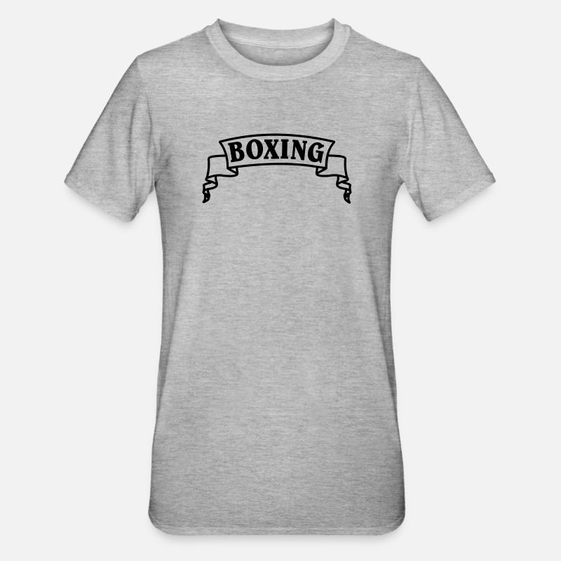 Boxen Boxtext in Wimpel oder Banner - Unisex Polycotton T-Shirt - Grau meliert
