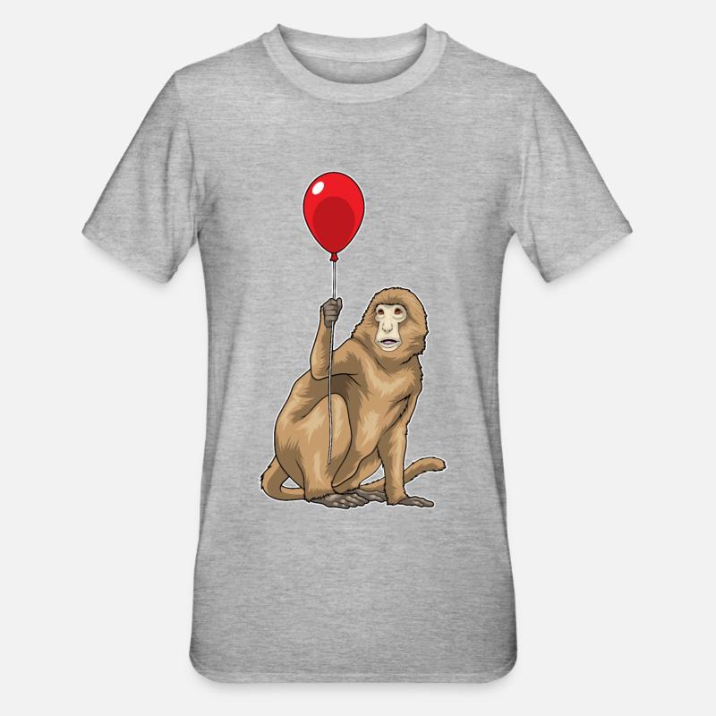 Affe Luftballon - Unisex Polycotton T-Shirt - Grau meliert