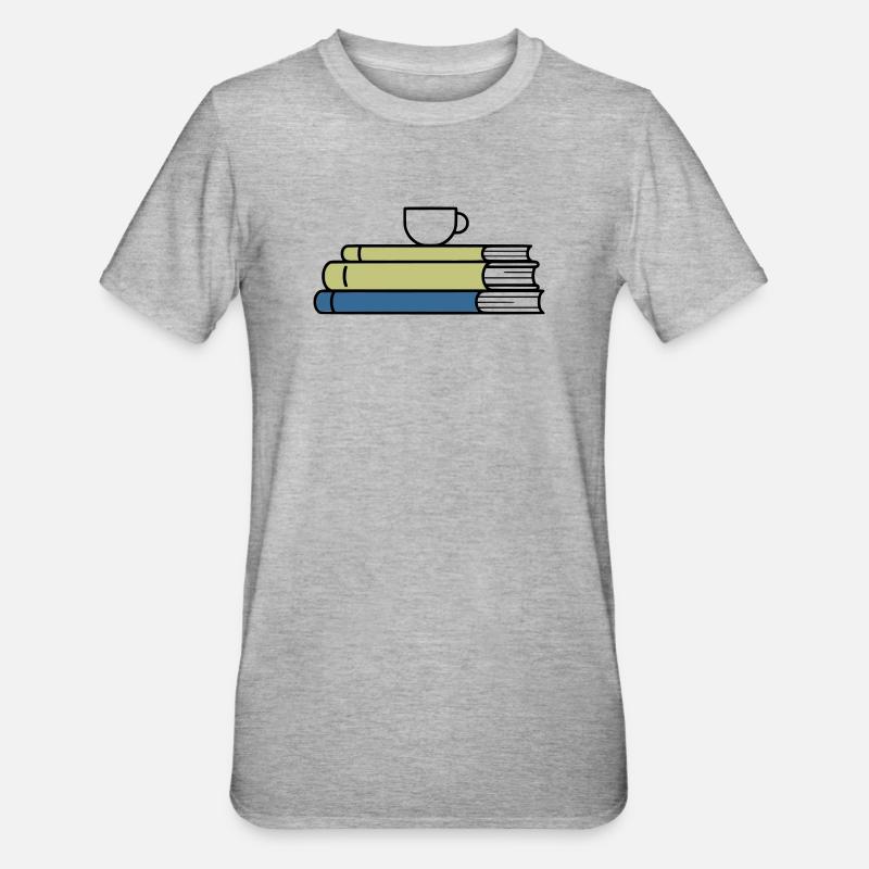 Stack of books Coffee mug Coloured - Unisex Polycotton T-Shirt - heather grey