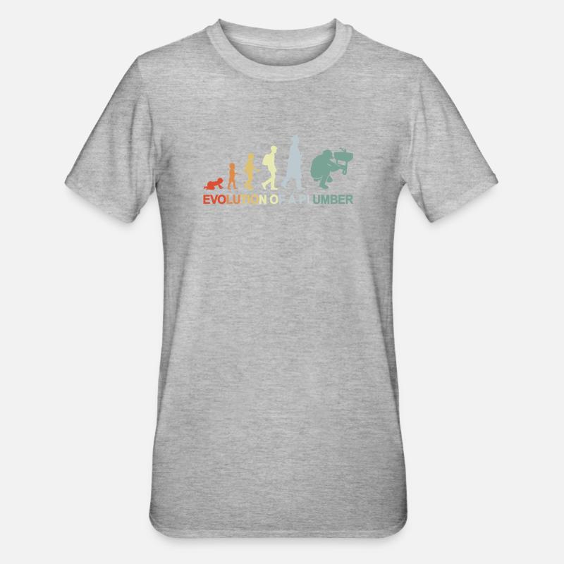 Évolution du plombier - T-shirt polycoton Unisexe - gris chiné