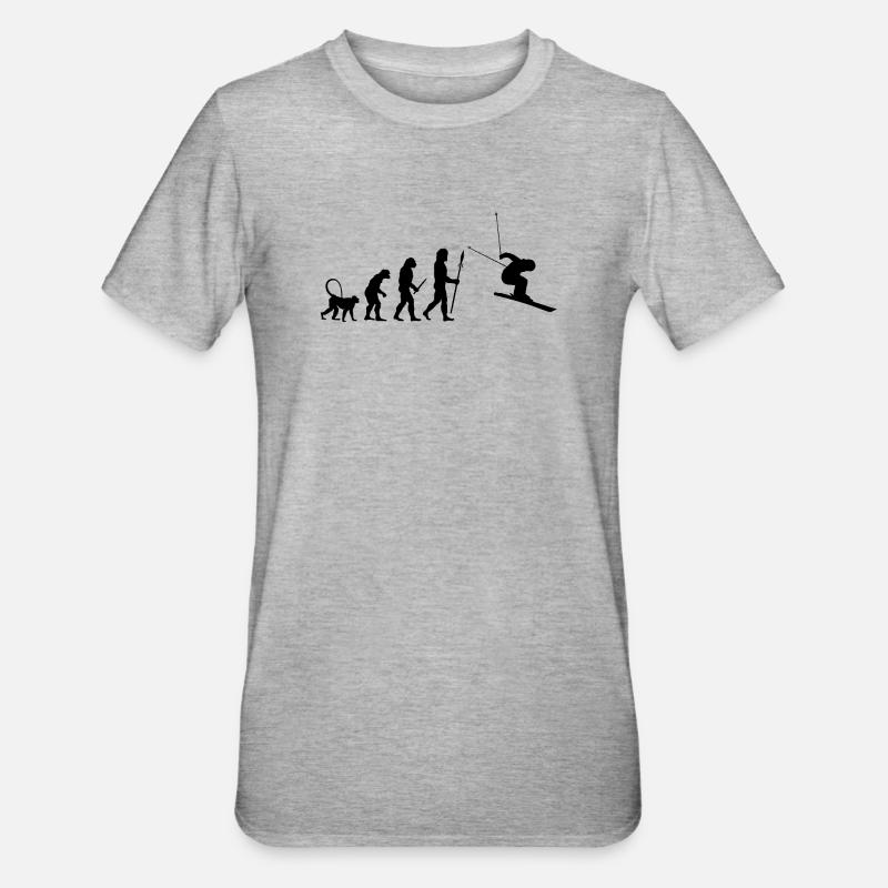 Évolution du skieur - T-shirt polycoton Unisexe - gris chiné