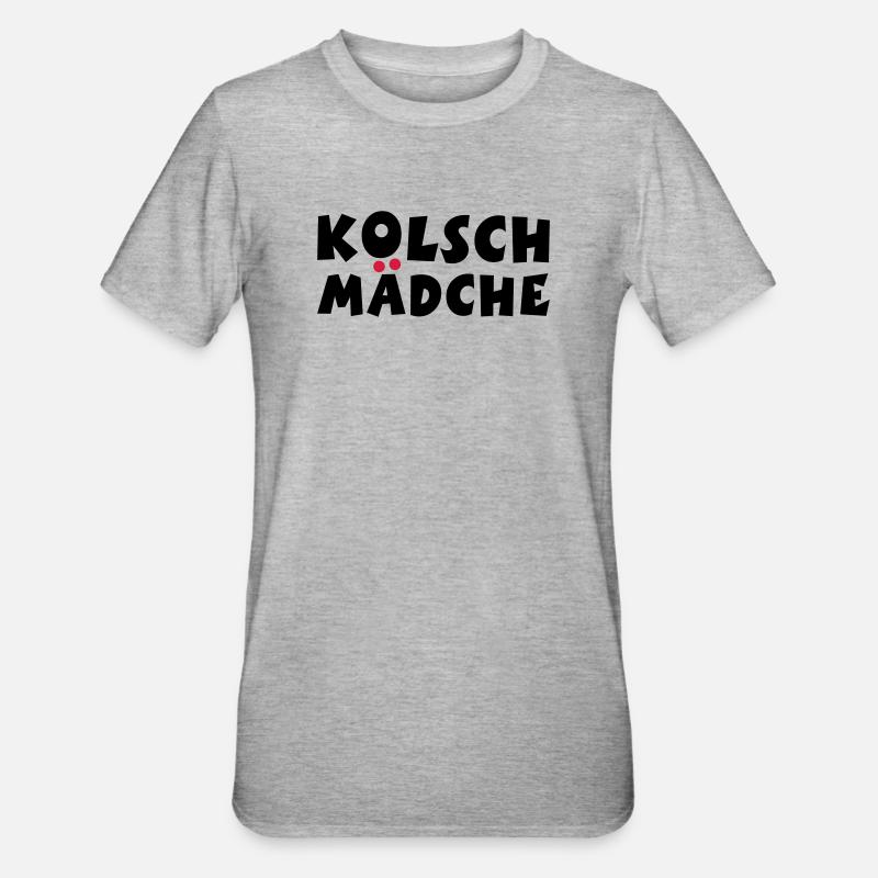 Kölsch Mädche - Ein Mädchen aus Köln - Unisex Polycotton T-Shirt - Grau meliert