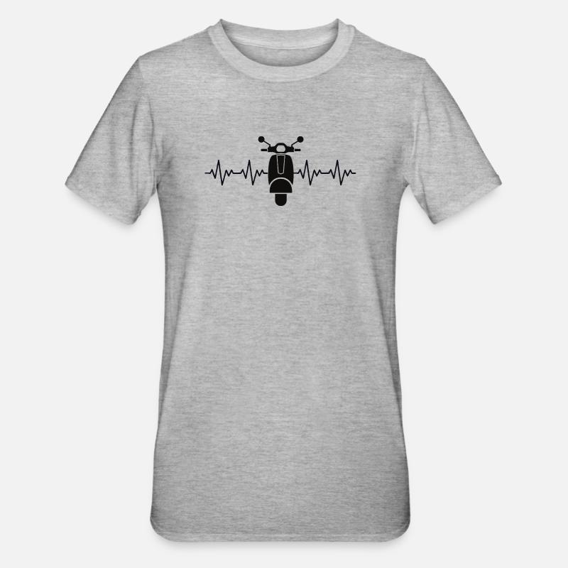 Moped Motorroller EKG Herzschlag Herzfrequenz - Unisex Polycotton T-Shirt - Grau meliert