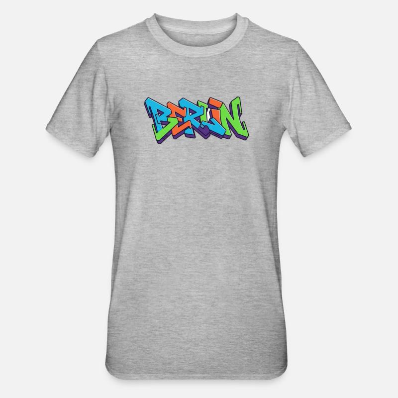 Berliner Straßen Graffiti Farbexplosion - Unisex Polycotton T-Shirt - Grau meliert