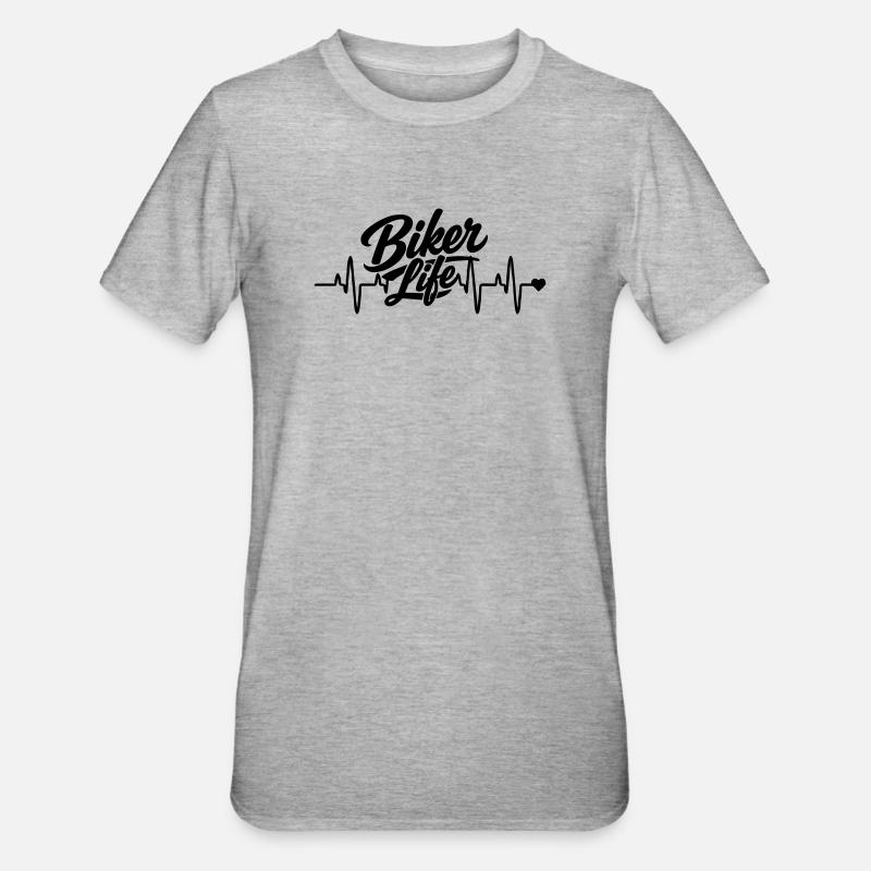 Biker herzfrequenz - Unisex Polycotton T-Shirt - Grau meliert