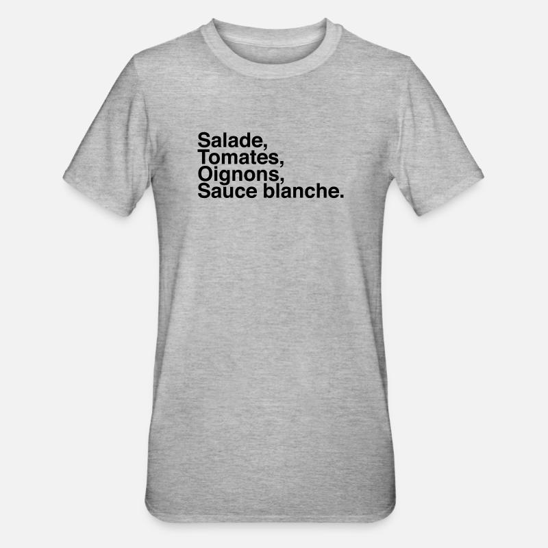 Salade Tomate Oignons Sauce blanche - T-shirt polycoton Unisexe - gris chiné