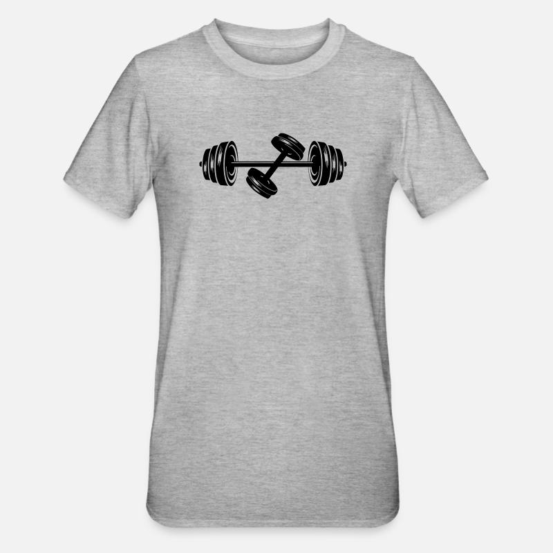 Weights dumbbell discs dumbbell 2 - Unisex Polycotton T-Shirt - heather grey