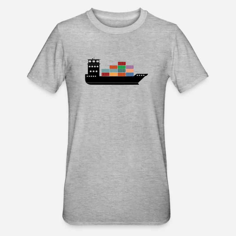 Seecontainerschiff oder Boot mit Containern - Unisex Polycotton T-Shirt - Grau meliert