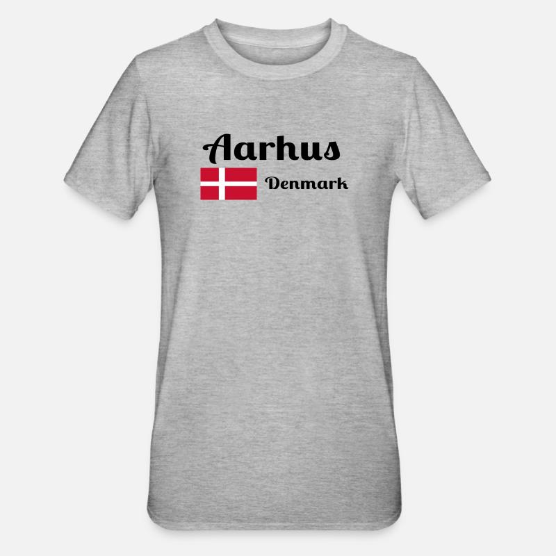 Aarhus, Danemark - Imprimés élégants - T-shirt polycoton Unisexe - gris chiné