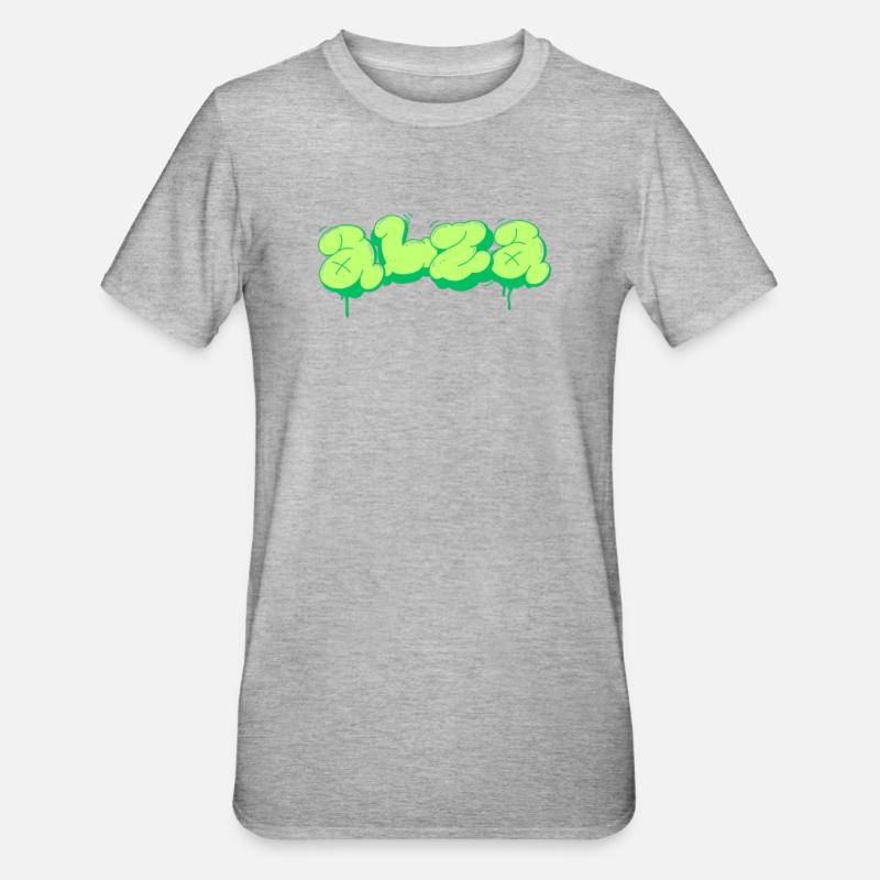 Hellgrünes Design im Graffiti-Stil - Unisex Polycotton T-Shirt - Grau meliert