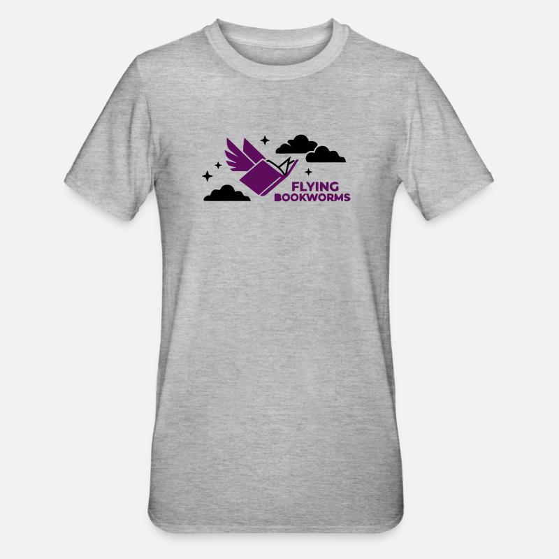 Fliegendes Buch Vogel Lesen - Unisex Polycotton T-Shirt - Grau meliert