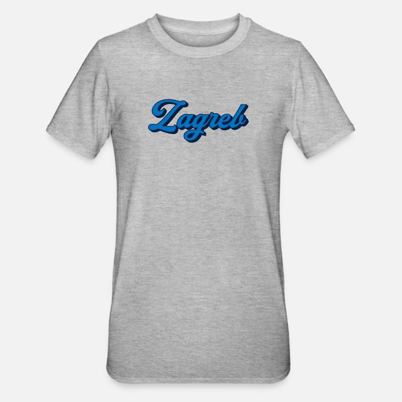 Zagreb Script Logo Stil - Unisex Polycotton T-Shirt - Grau meliert