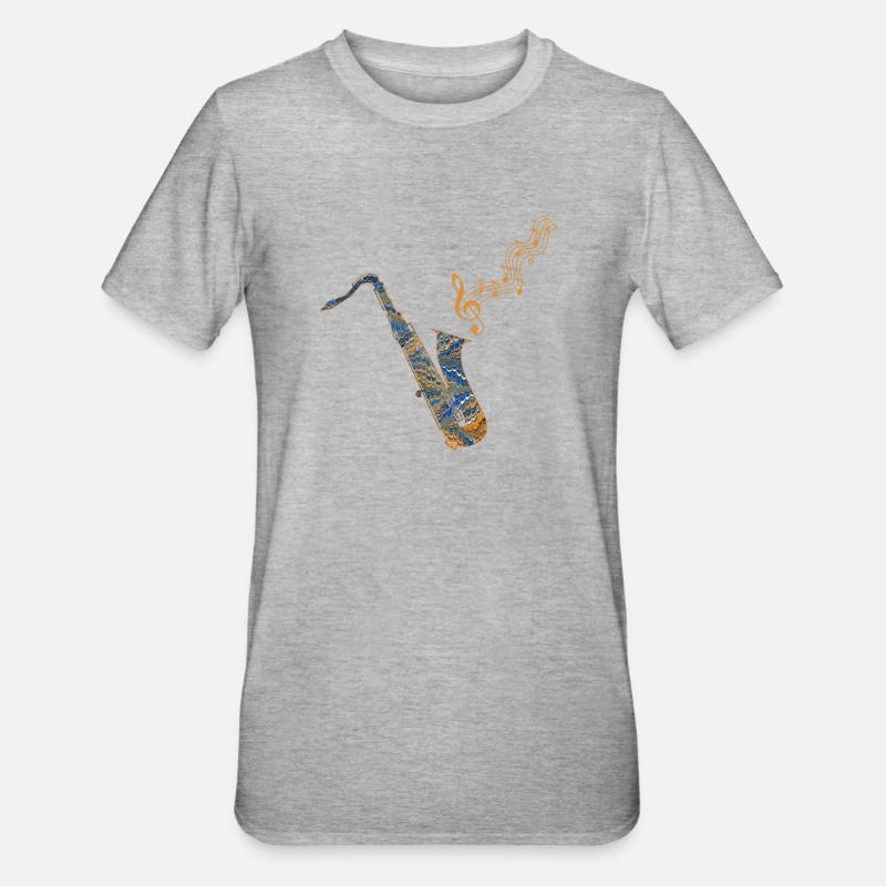 Saxophone Ebru 50 - T-shirt polycoton Unisexe - gris chiné