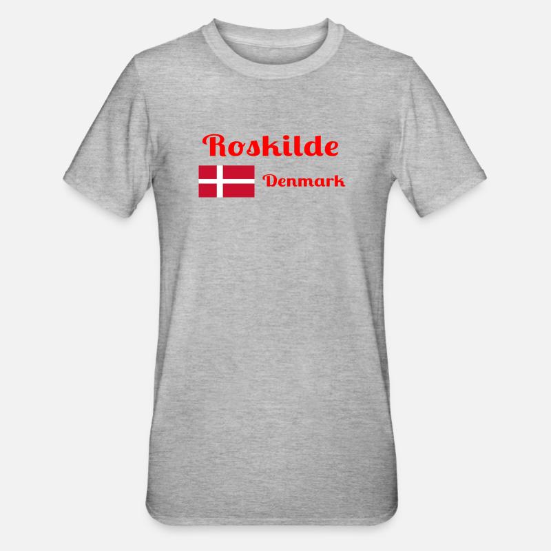 Roskilde Danemark - Imprimés élégants - T-shirt polycoton Unisexe - gris chiné