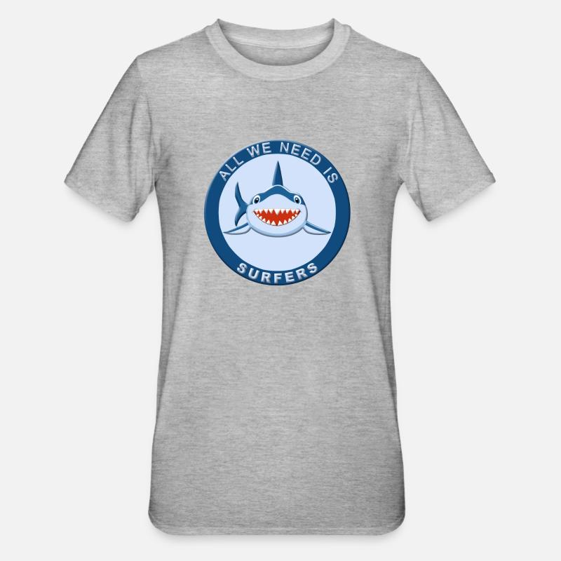 Requin surf - T-shirt polycoton Unisexe - gris chiné