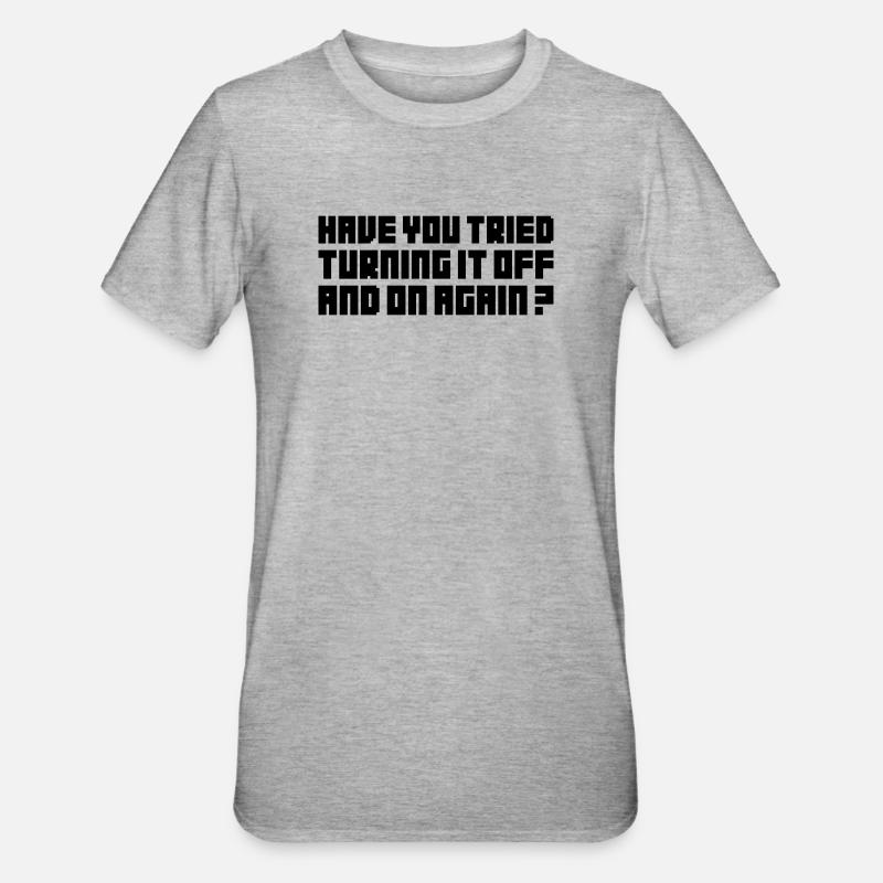 Turning It Off – Nerdiges Computer Statemen - Unisex Polycotton T-Shirt - heather grey