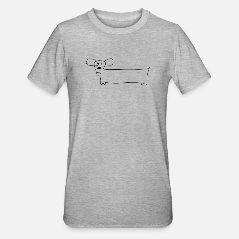 01 Hündchen Lang - Unisex Polycotton T-Shirt - Grau meliert
